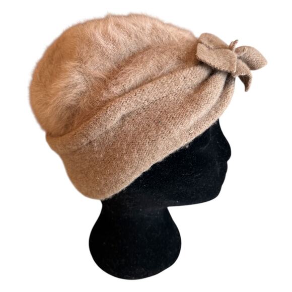 Anthony Maxwell Wool & Fur Cloche Hat Taupe Mushroom - Picture 2 of 5